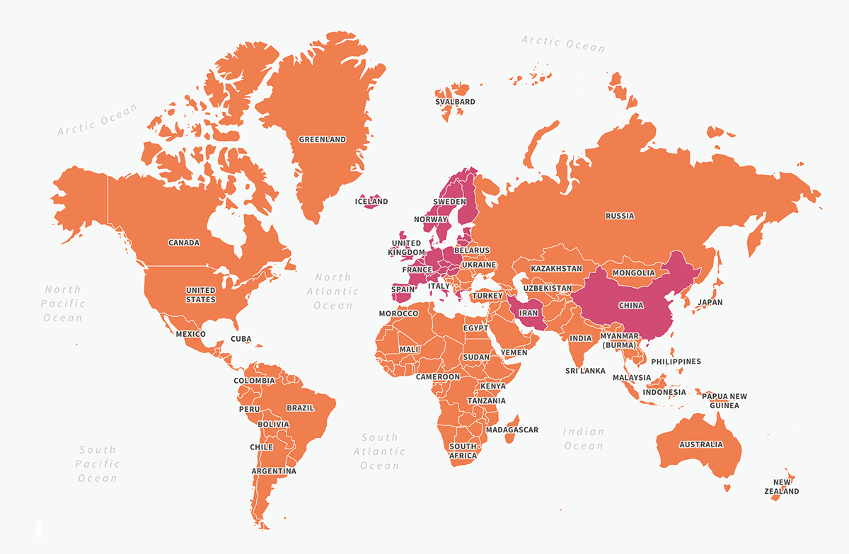 World map provided by the Centers for Disease Control and Prevention